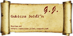 Gubicza Jolán névjegykártya